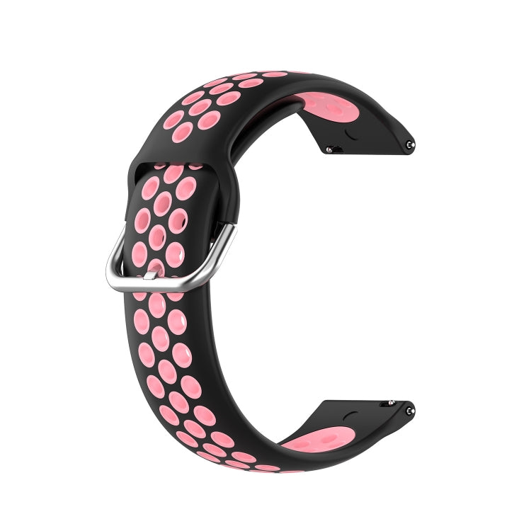 For Xiaomi Watch S2 46mm 22mm Perforated Breathable Sports Silicone Watch Band(Black+Pink) - Smart Wear by PMC TechLife | Online Shopping South Africa | PMC TechLife
