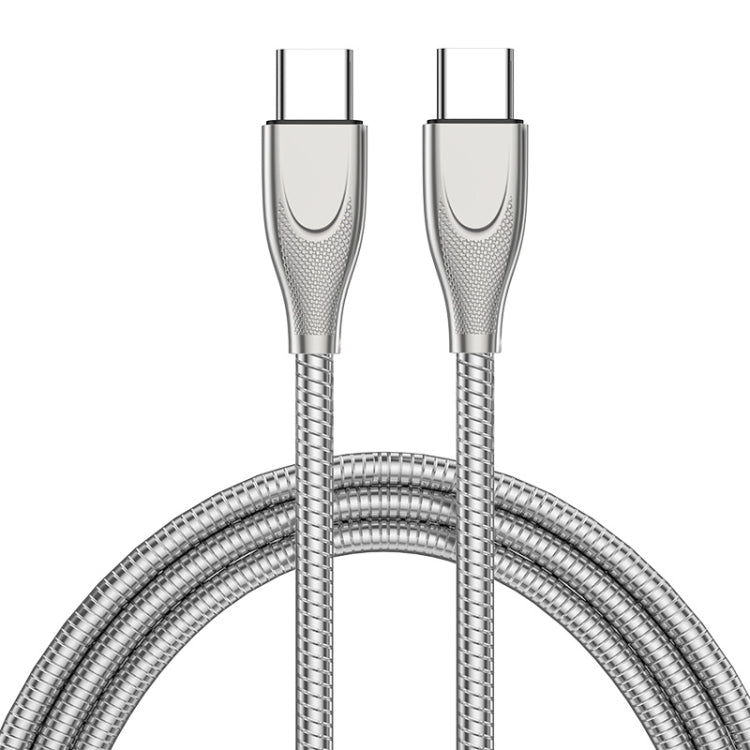 ENKAY ENK-CB129 PD 65W Type-C to Type-C Carbon Steel Hose Spring Fast Charging Data Cable, Length 1m(Silver) - free shipping - PMC TechLife - Order now!