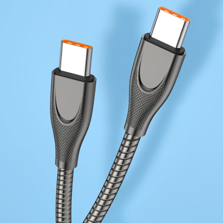 ENKAY ENK-CB129 PD 65W Type-C to Type-C Carbon Steel Hose Spring Fast Charging Data Cable, Length 1m(Silver) - free shipping - PMC TechLife - Order now!