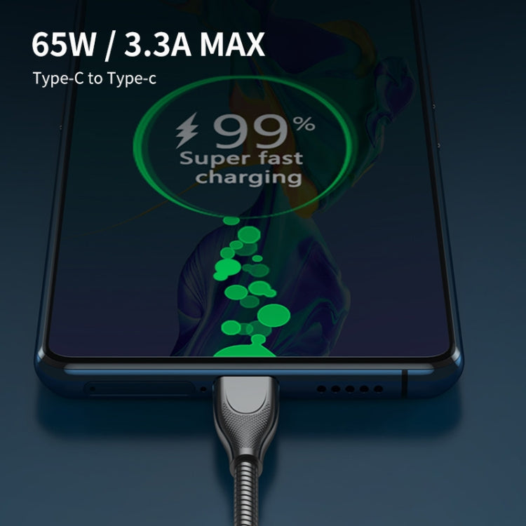 ENKAY ENK-CB129 PD 65W Type-C to Type-C Carbon Steel Hose Spring Fast Charging Data Cable, Length 1m(Silver) - free shipping - PMC TechLife - Order now!