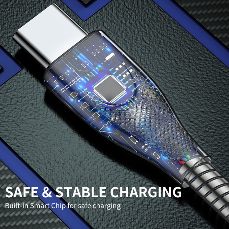 ENKAY ENK-CB129 PD 65W Type-C to Type-C Carbon Steel Hose Spring Fast Charging Data Cable, Length 1m(Silver) - free shipping - PMC TechLife - Order now!
