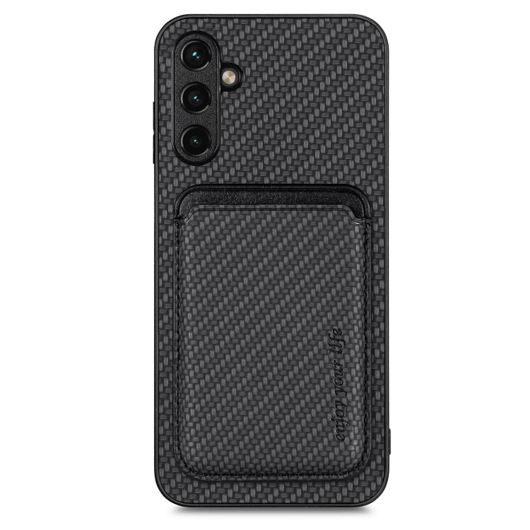 For Samsung Galaxy A34 5G Carbon Fiber Leather Card Magsafe Magnetic Phone Case(Black) - Galaxy Phone Cases by PMC TechLife | Online Shopping South Africa | PMC TechLife | Buy Now Pay Later Mobicred