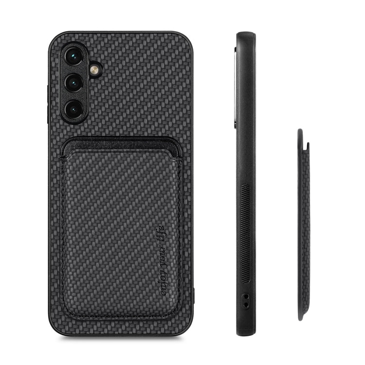 For Samsung Galaxy A34 5G Carbon Fiber Leather Card Magsafe Magnetic Phone Case(Black) - Galaxy Phone Cases by PMC TechLife | Online Shopping South Africa | PMC TechLife | Buy Now Pay Later Mobicred
