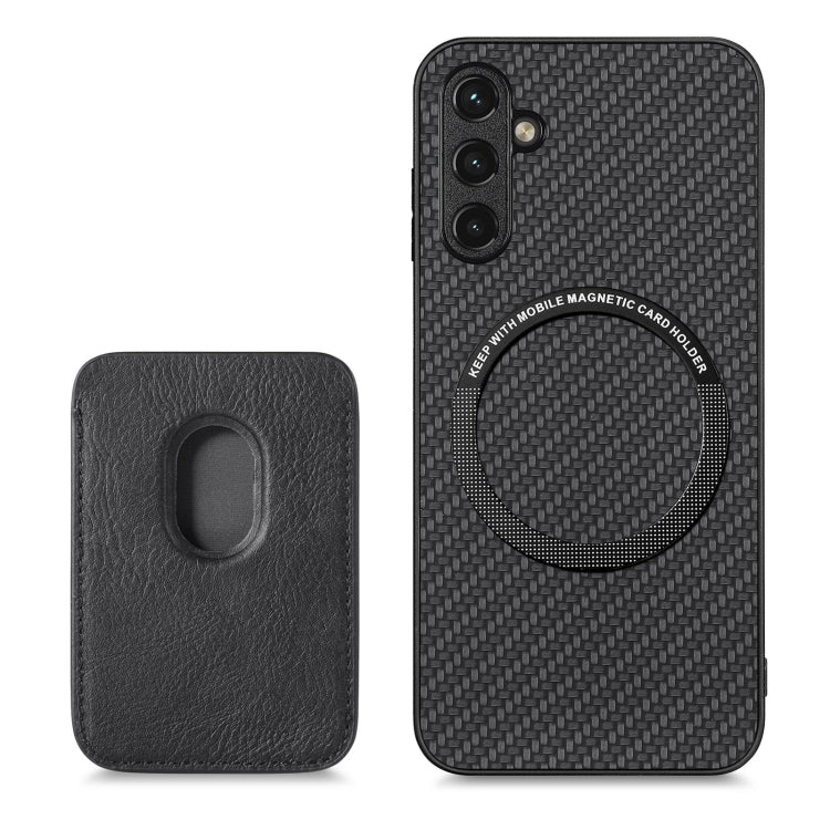 For Samsung Galaxy A34 5G Carbon Fiber Leather Card Magsafe Magnetic Phone Case(Black) - Galaxy Phone Cases by PMC TechLife | Online Shopping South Africa | PMC TechLife | Buy Now Pay Later Mobicred