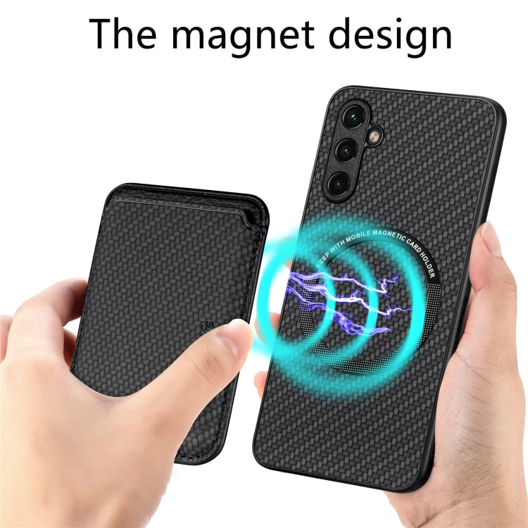For Samsung Galaxy A34 5G Carbon Fiber Leather Card Magsafe Magnetic Phone Case(Black) - Galaxy Phone Cases by PMC TechLife | Online Shopping South Africa | PMC TechLife | Buy Now Pay Later Mobicred