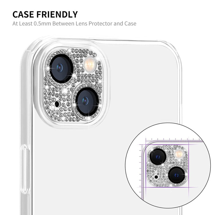 For iPhone 14 / 14 Plus ENKAY Hat-Prince Blink Diamond Camera Lens Aluminium Alloy Tempered Glass Film(Colorful) - iPhone 14 Tempered Glass by ENKAY | Online Shopping South Africa | PMC TechLife