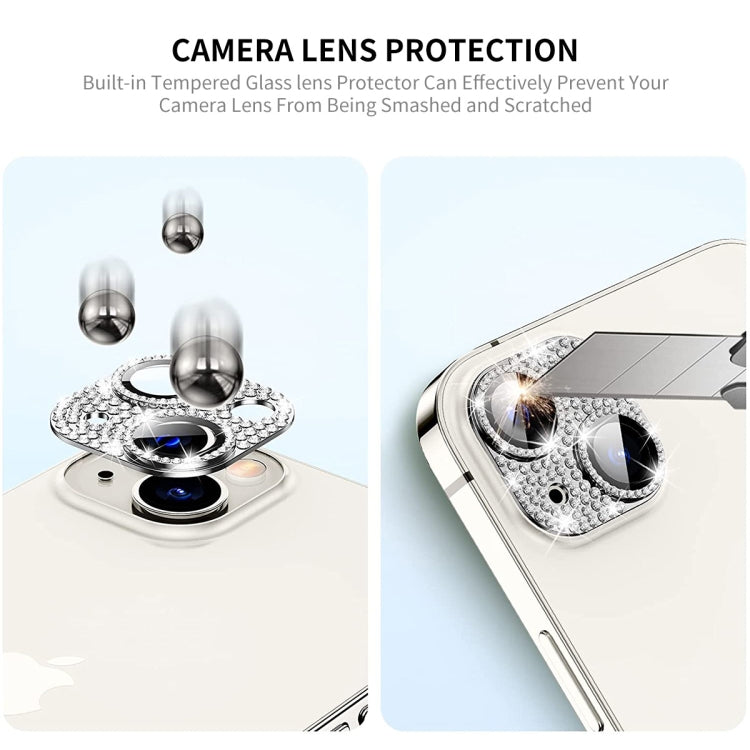 For iPhone 14 / 14 Plus ENKAY Hat-Prince Blink Diamond Camera Lens Aluminium Alloy Tempered Glass Film(Colorful) - iPhone 14 Tempered Glass by ENKAY | Online Shopping South Africa | PMC TechLife