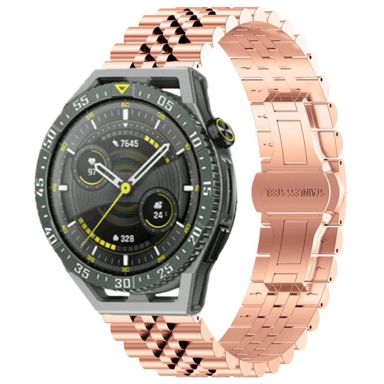 For Huawei Watch GT3 SE Five Bull Half Round Stainless Steel Watch Band + Strap Removal Tool(Rose Gold) -  by PMC TechLife | Online Shopping South Africa | PMC TechLife