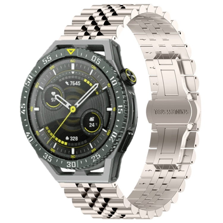 For Huawei Watch GT3 SE Five Bull Half Round Stainless Steel Watch Band + Strap Removal Tool(Starlight Color) - Smart Wear by PMC TechLife | Online Shopping South Africa | PMC TechLife
