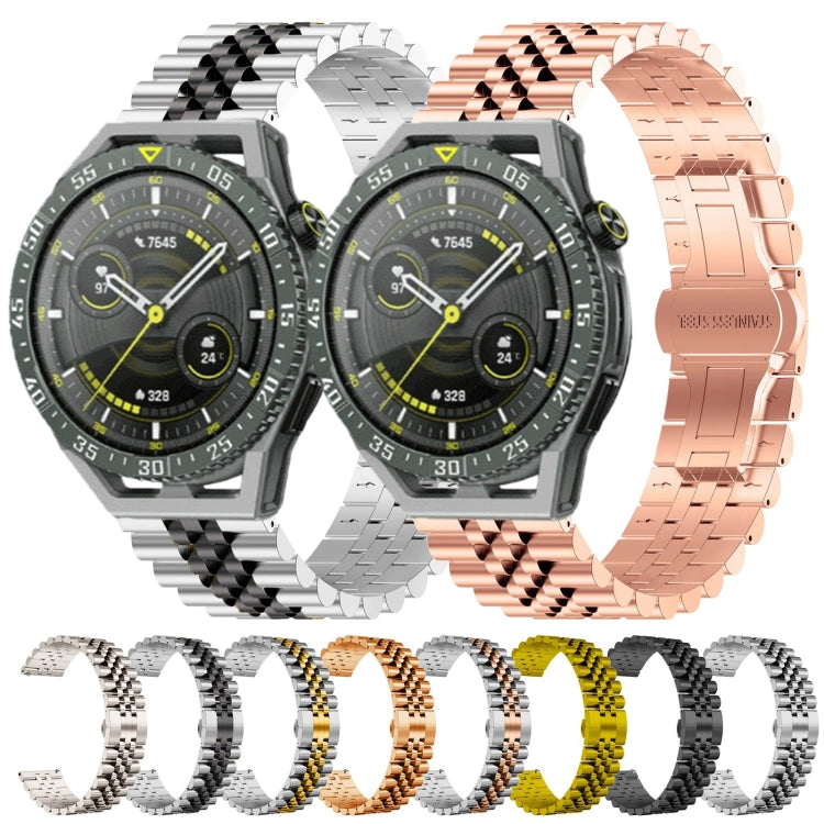 For Huawei Watch GT3 SE Five Bull Half Round Stainless Steel Watch Band + Strap Removal Tool(Black) -  by PMC TechLife | Online Shopping South Africa | PMC TechLife