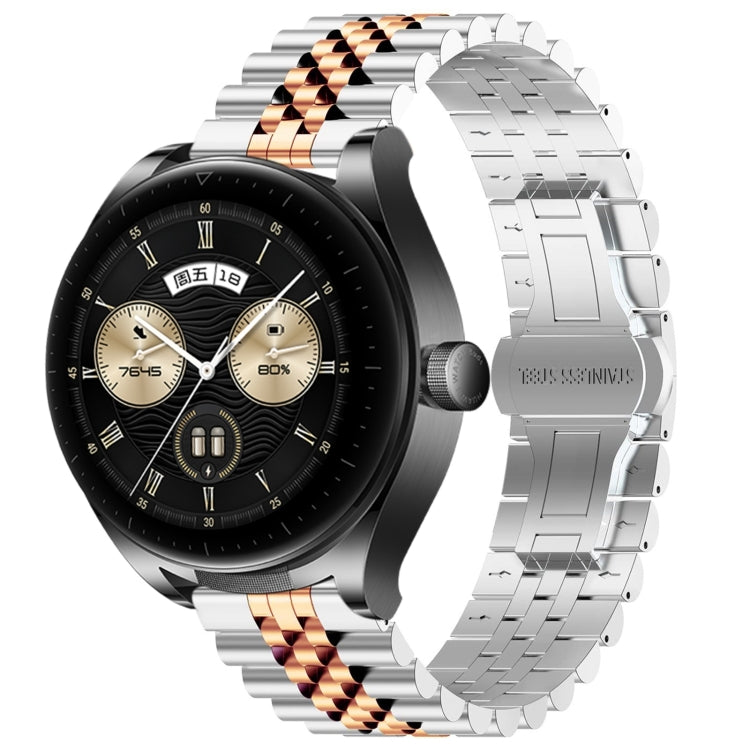 For Huawei Watch Buds Five Bull Half Round Stainless Steel Watch Band + Strap Removal Tool(Silver+Rose Gold) -  by PMC TechLife | Online Shopping South Africa | PMC TechLife