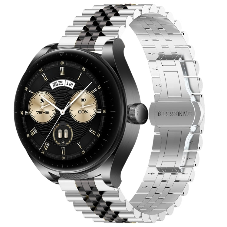 For Huawei Watch Buds Five Bull Half Round Stainless Steel Watch Band + Strap Removal Tool(Silver+Black) -  by PMC TechLife | Online Shopping South Africa | PMC TechLife