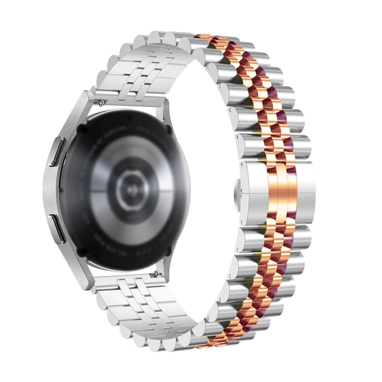 For Huawei Watch GT3 Pro 46mm Five Bull Half Round Stainless Steel Watch Band + Strap Removal Tool(Silver+Rose Gold) - Smart Wear by PMC TechLife | Online Shopping South Africa | PMC TechLife