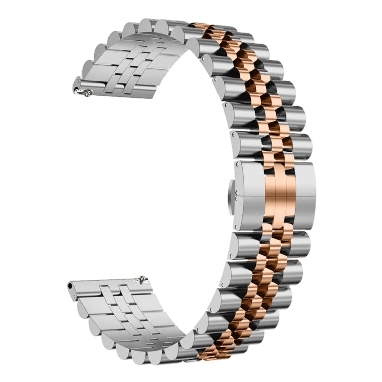 For Huawei Watch GT3 Pro 46mm Five Bull Half Round Stainless Steel Watch Band + Strap Removal Tool(Silver+Rose Gold) - Smart Wear by PMC TechLife | Online Shopping South Africa | PMC TechLife