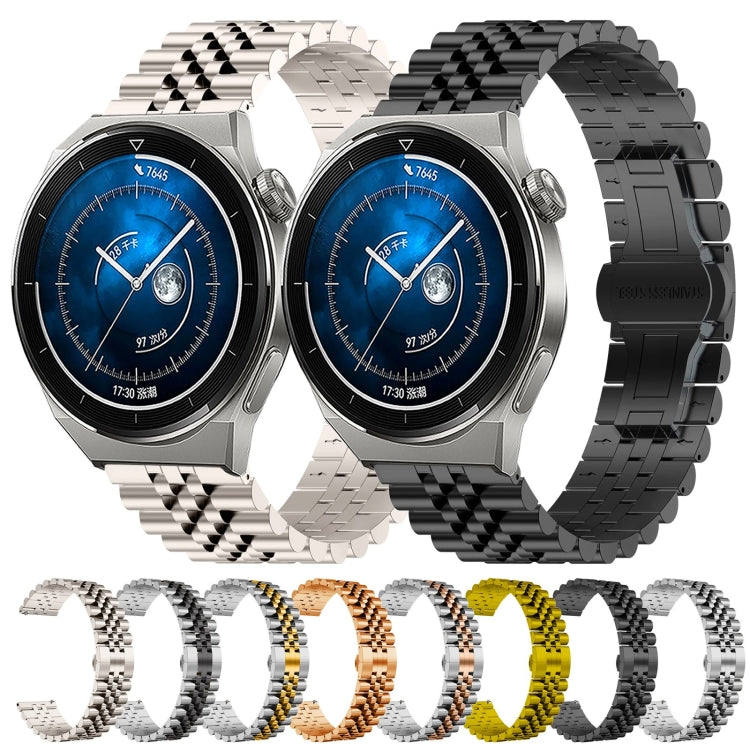 For Huawei Watch GT3 Pro 46mm Five Bull Half Round Stainless Steel Watch Band + Strap Removal Tool(Silver+Rose Gold) - Smart Wear by PMC TechLife | Online Shopping South Africa | PMC TechLife