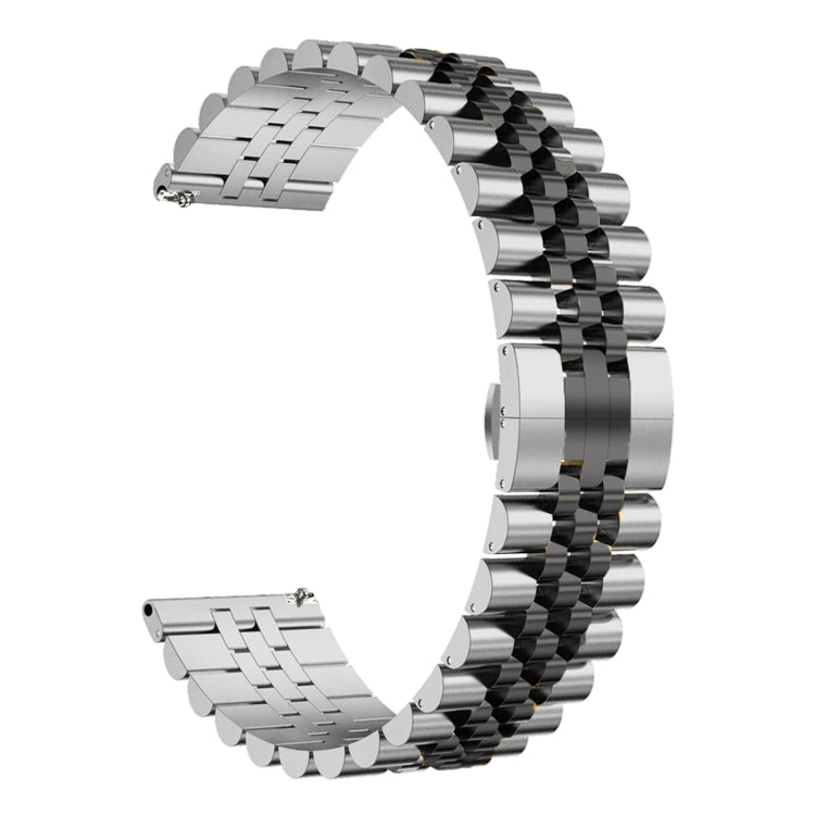 For Huawei Watch GT3 46mm Five Bull Half Round Stainless Steel Watch Band + Strap Removal Tool(Silver+Black) - Smart Wear by PMC TechLife | Online Shopping South Africa | PMC TechLife