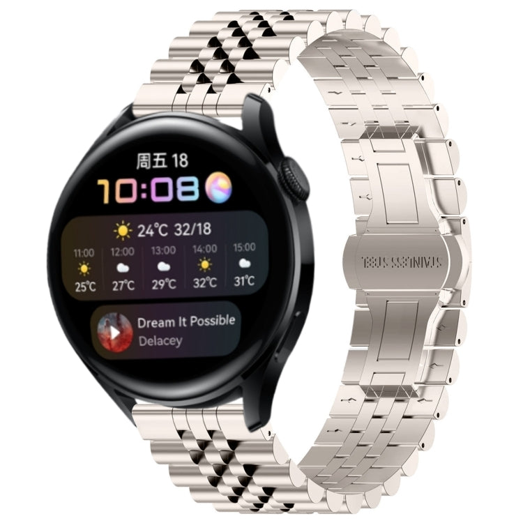 For Huawei Watch 3 / 3 Pro Five Bull Half Round Stainless Steel Watch Band + Strap Removal Tool(Starlight Color) - Smart Wear by PMC TechLife | Online Shopping South Africa | PMC TechLife
