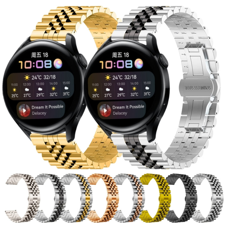 For Huawei Watch 3 / 3 Pro Five Bull Half Round Stainless Steel Watch Band + Strap Removal Tool(Silver+Black) -  by PMC TechLife | Online Shopping South Africa | PMC TechLife