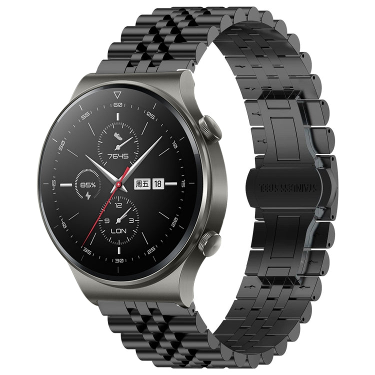 For Huawei Watch GT2 Pro / GT 2e Five Bull Half Round Stainless Steel Watch Band + Strap Removal Tool(Black) -  by PMC TechLife | Online Shopping South Africa | PMC TechLife