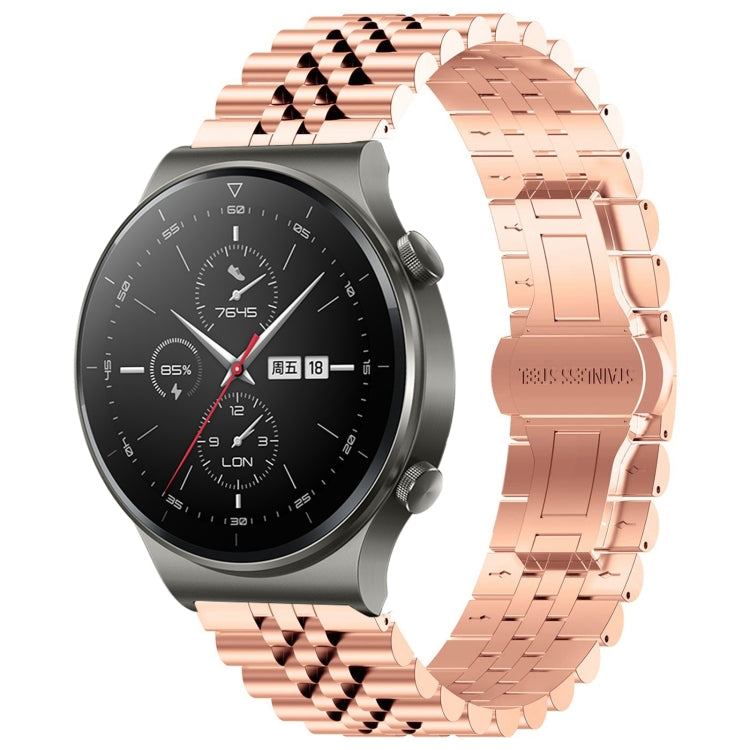 For Huawei Watch GT2 Pro / GT 2e Five Bull Half Round Stainless Steel Watch Band + Strap Removal Tool(Rose Gold) - Smart Wear by PMC TechLife | Online Shopping South Africa | PMC TechLife