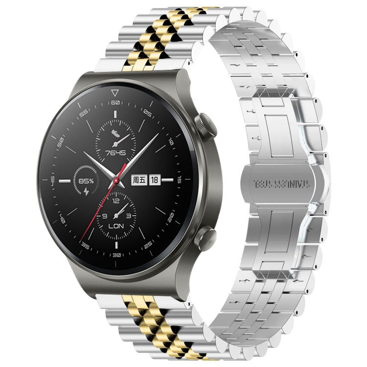 For Huawei Watch GT2 Pro / GT 2e Five Bull Half Round Stainless Steel Watch Band + Strap Removal Tool(Silver+Gold) -  by PMC TechLife | Online Shopping South Africa | PMC TechLife