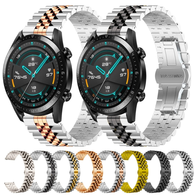 For Huawei Watch GT 42mm/46mm / GT2 46mm Five Bull Half Round Stainless Steel Watch Band + Strap Removal Tool(Starlight Color) - Smart Wear by PMC TechLife | Online Shopping South Africa | PMC TechLife