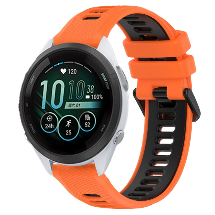 For Garmin Forerunner 265S 18mm Sports Two-Color Silicone Watch Band(Orange+Black) - Smart Wear by PMC TechLife | Online Shopping South Africa | PMC TechLife