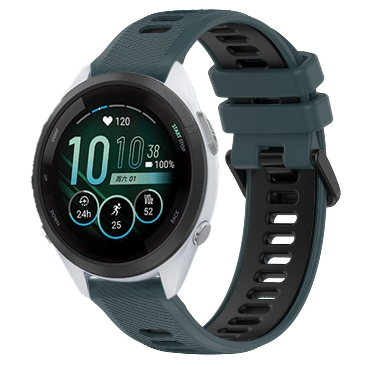For Garmin Forerunner 265S 18mm Sports Two-Color Silicone Watch Band(Olive Green+Black) - Smart Wear by PMC TechLife | Online Shopping South Africa | PMC TechLife