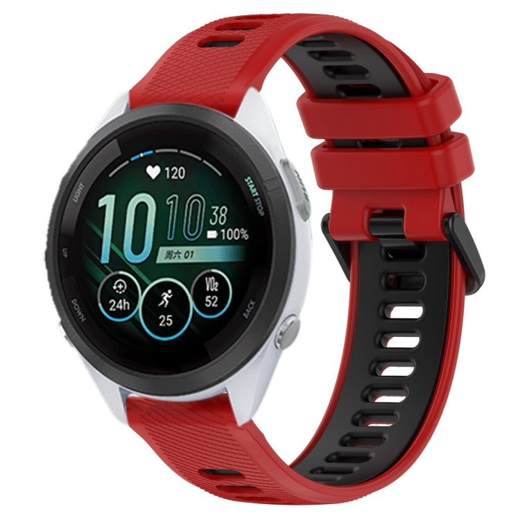 For Garmin Forerunner 265S 18mm Sports Two-Color Silicone Watch Band(Red+Black) - Smart Wear by PMC TechLife | Online Shopping South Africa | PMC TechLife