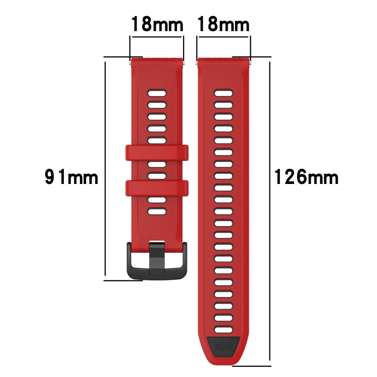 For Garmin Forerunner 255S 18mm Sports Two-Color Silicone Watch Band(Black+White) - Smart Wear by PMC TechLife | Online Shopping South Africa | PMC TechLife