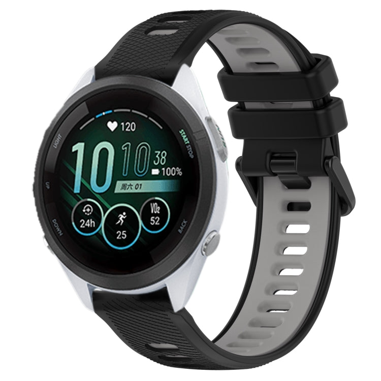 For Garmin Forerunner 265S Music 18mm Sports Two-Color Silicone Watch Band(Black+Grey) - Smart Wear by PMC TechLife | Online Shopping South Africa | PMC TechLife