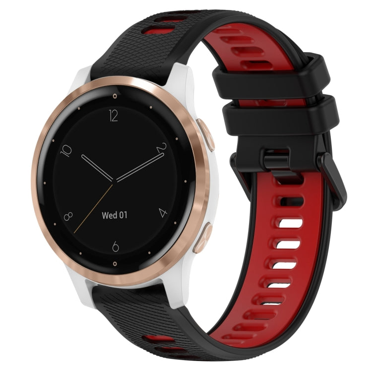 For Garmin Active S 18mm Sports Two-Color Silicone Watch Band(Black+Red) - Smart Wear by PMC TechLife | Online Shopping South Africa | PMC TechLife