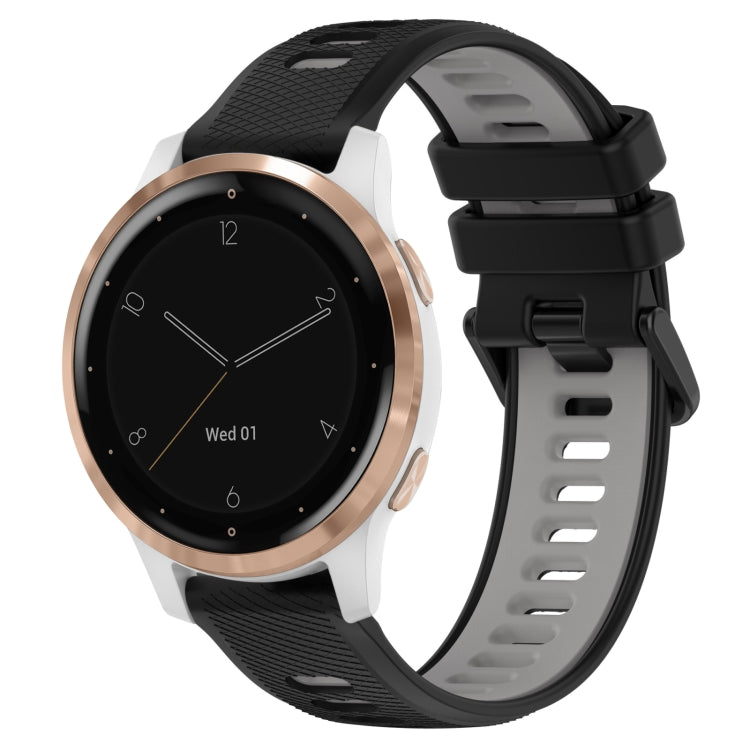 For Garmin Active S 18mm Sports Two-Color Silicone Watch Band(Black+Grey) - Smart Wear by PMC TechLife | Online Shopping South Africa | PMC TechLife