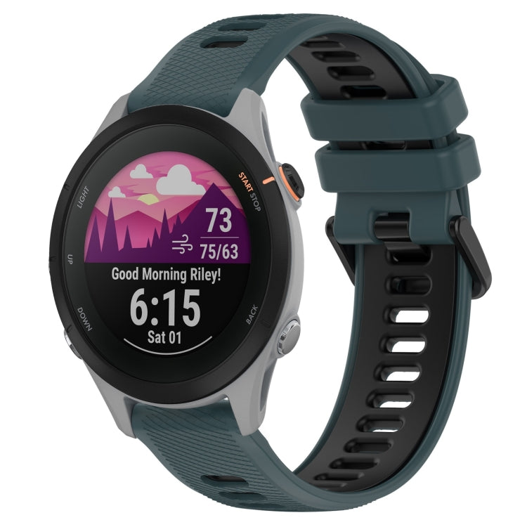 For Garmin Forerunner 255S 18mm Sports Two-Color Silicone Watch Band(Olive Green+Black) - Smart Wear by PMC TechLife | Online Shopping South Africa | PMC TechLife