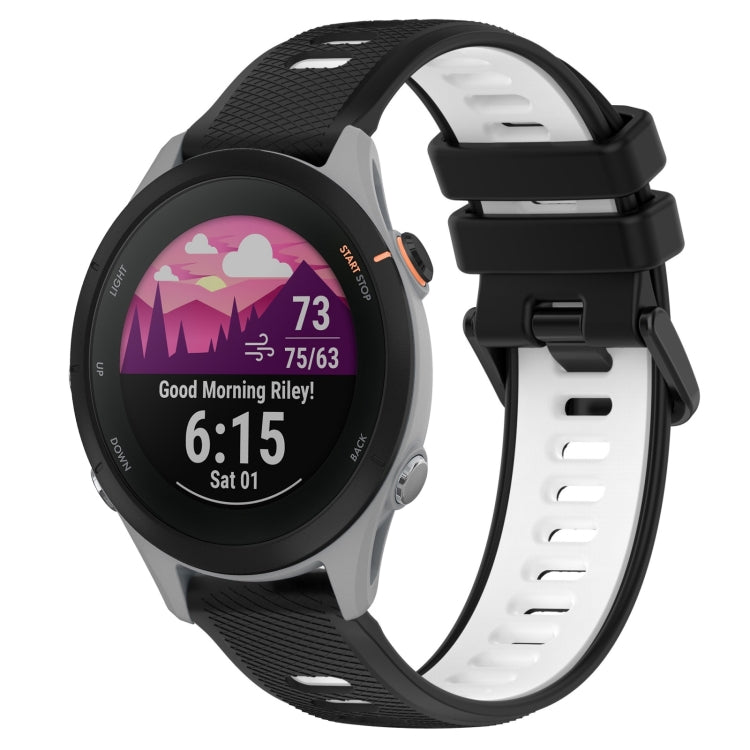 For Garmin Forerunner 255S 18mm Sports Two-Color Silicone Watch Band(Black+White) - Smart Wear by PMC TechLife | Online Shopping South Africa | PMC TechLife