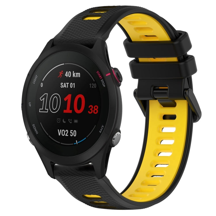 For Garmin Forerunner 255S Music 18mm Sports Two-Color Silicone Watch Band(Black+Yellow) - Smart Wear by PMC TechLife | Online Shopping South Africa | PMC TechLife