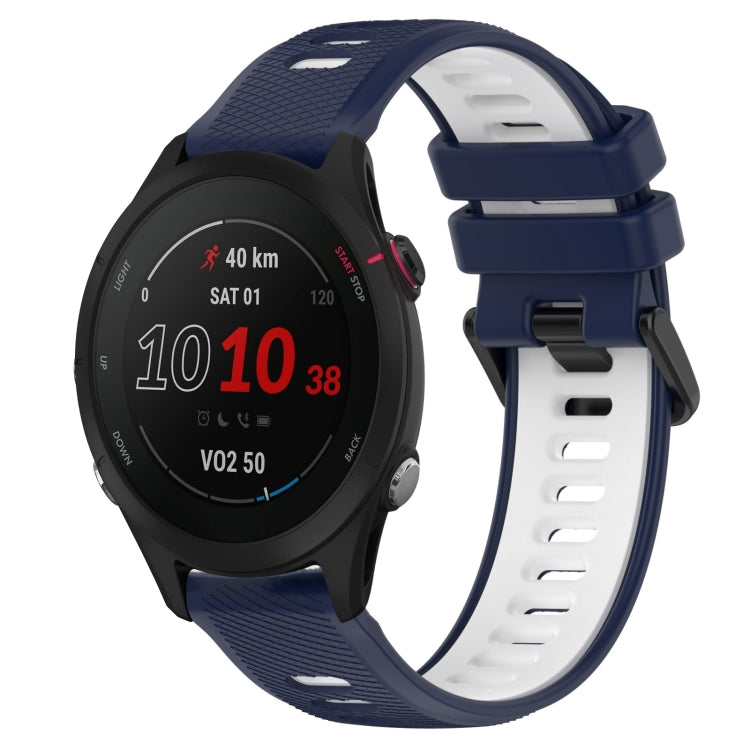 For Garmin Forerunner 255S Music 18mm Sports Two-Color Silicone Watch Band(Midnight Blue+White) - Smart Wear by PMC TechLife | Online Shopping South Africa | PMC TechLife