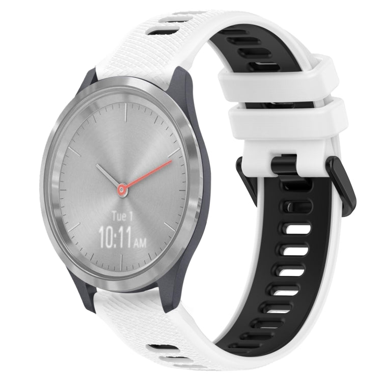 For Garmin Vivomove 3S 18mm Sports Two-Color Silicone Watch Band(White+Black) - Smart Wear by PMC TechLife | Online Shopping South Africa | PMC TechLife