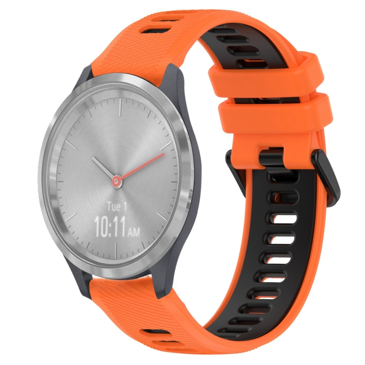 For Garmin Vivomove 3S 18mm Sports Two-Color Silicone Watch Band(Orange+Black) - Smart Wear by PMC TechLife | Online Shopping South Africa | PMC TechLife