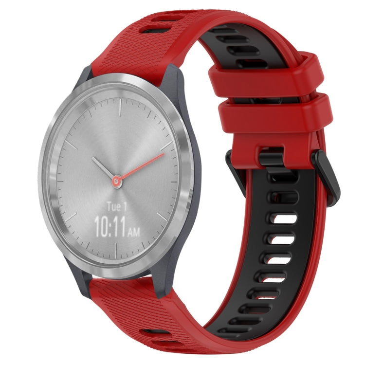 For Garmin Vivomove 3S 18mm Sports Two-Color Silicone Watch Band(Red+Black) - Smart Wear by PMC TechLife | Online Shopping South Africa | PMC TechLife