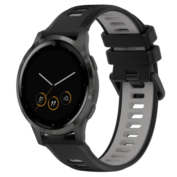 For Garmin Vivoactive 4S 18mm Sports Two-Color Silicone Watch Band(Black+Grey) -  by PMC TechLife | Online Shopping South Africa | PMC TechLife