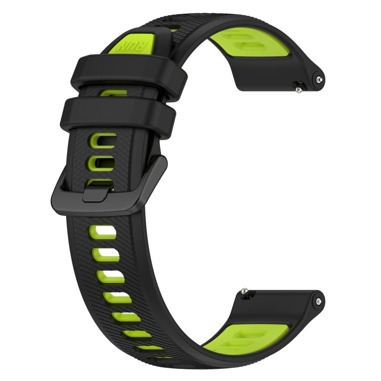 For Garmin Vivoactive 4S 18mm Sports Two-Color Silicone Watch Band(Black+Green) - Smart Wear by PMC TechLife | Online Shopping South Africa | PMC TechLife