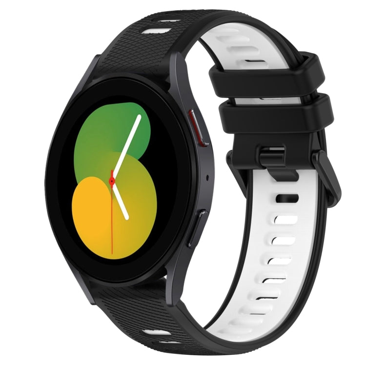 For Samsung Galaxy Watch5 44mm 20mm Sports Two-Color Silicone Watch Band(Black+White) - Smart Wear by PMC TechLife | Online Shopping South Africa | PMC TechLife