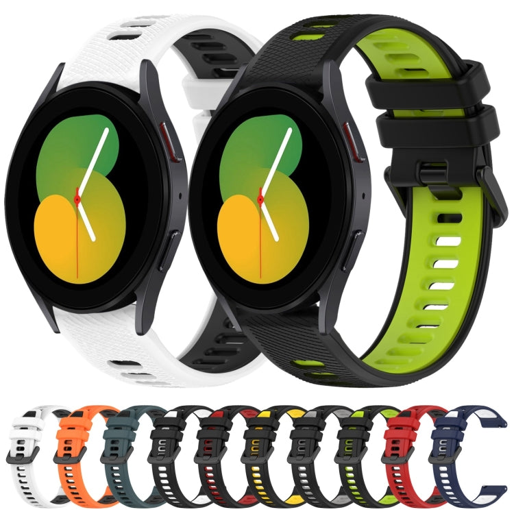 For Samsung Galaxy Watch5 44mm 20mm Sports Two-Color Silicone Watch Band(Black+Yellow) - Smart Wear by PMC TechLife | Online Shopping South Africa | PMC TechLife