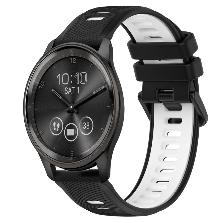 For Garmin Vivomove Trend 20mm Sports Two-Color Silicone Watch Band(Black+White) -  by PMC TechLife | Online Shopping South Africa | PMC TechLife