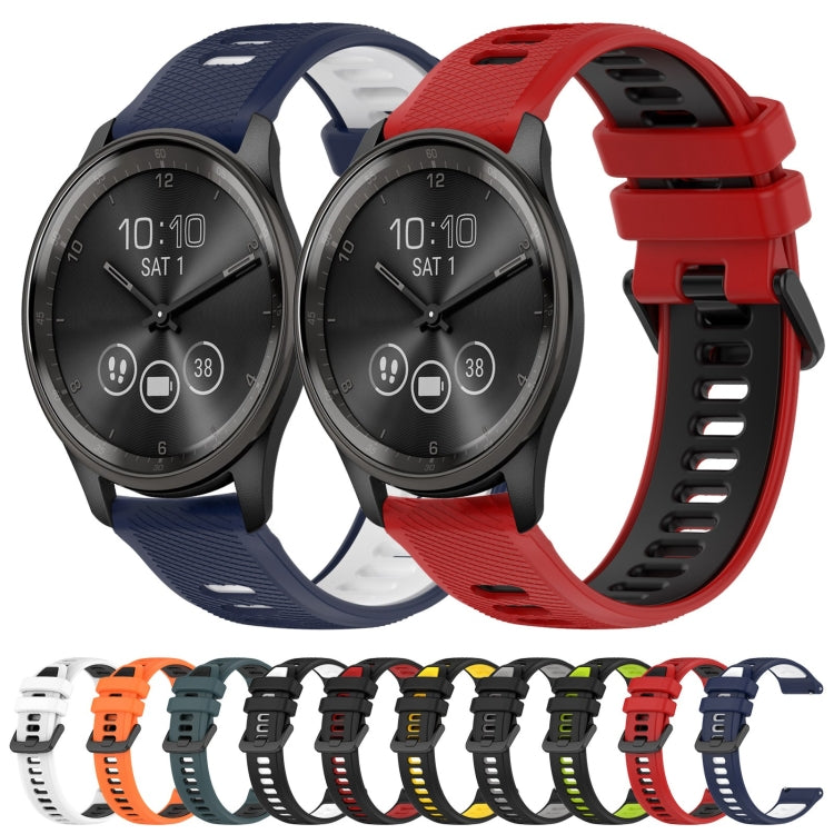 For Garmin Forerunner 645 Music 20mm Sports Two-Color Silicone Watch Band(Black+White) - Smart Wear by PMC TechLife | Online Shopping South Africa | PMC TechLife