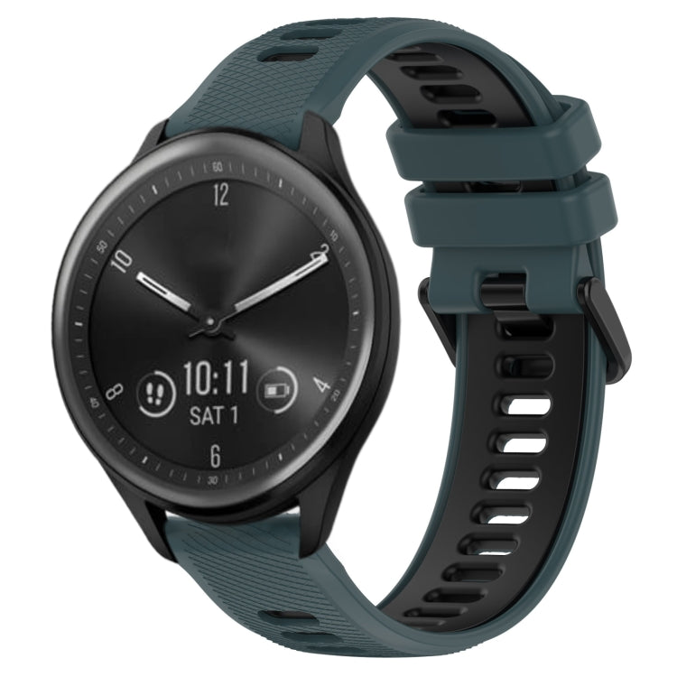 For Garmin Vivomove Sport 20mm Sports Two-Color Silicone Watch Band(Olive Green+Black) - Smart Wear by PMC TechLife | Online Shopping South Africa | PMC TechLife