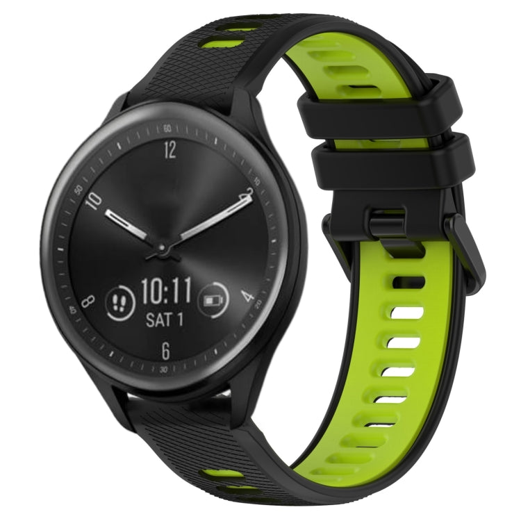 For Garmin Vivomove Sport 20mm Sports Two-Color Silicone Watch Band(Black+Green) - Smart Wear by PMC TechLife | Online Shopping South Africa | PMC TechLife