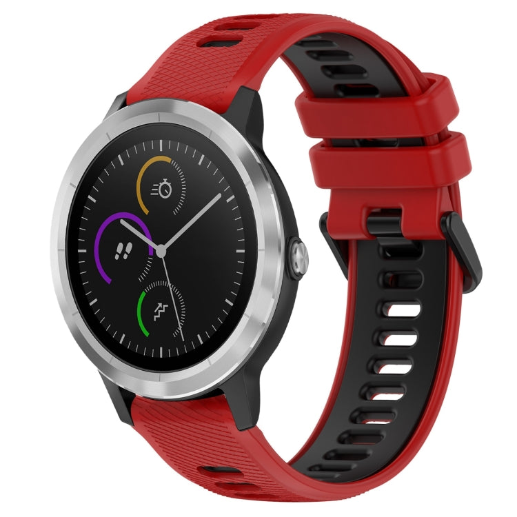 For Garmin Vivoactive3 20mm Sports Two-Color Silicone Watch Band(Red+Black) - Smart Wear by PMC TechLife | Online Shopping South Africa | PMC TechLife