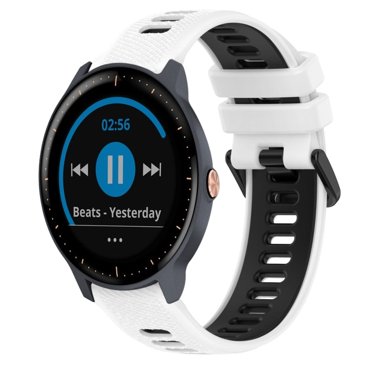 For Garmin Vivoactive3 Music 20mm Sports Two-Color Silicone Watch Band(White+Black) - Smart Wear by PMC TechLife | Online Shopping South Africa | PMC TechLife